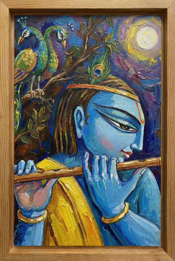 Moonlit Raga,Digitally Preserved Hand-Painted Wall Art by Swapan Das