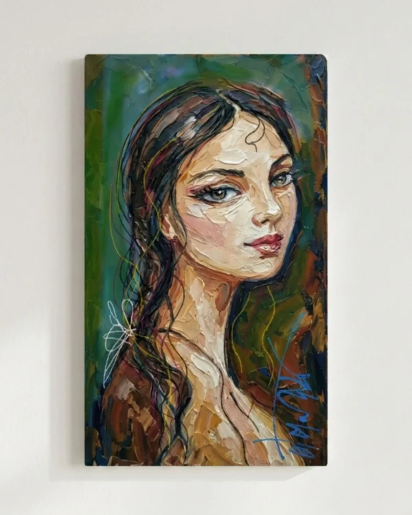 Expressive Abstract Female Portrait Painting | Modern Textured Figurative Wall Art