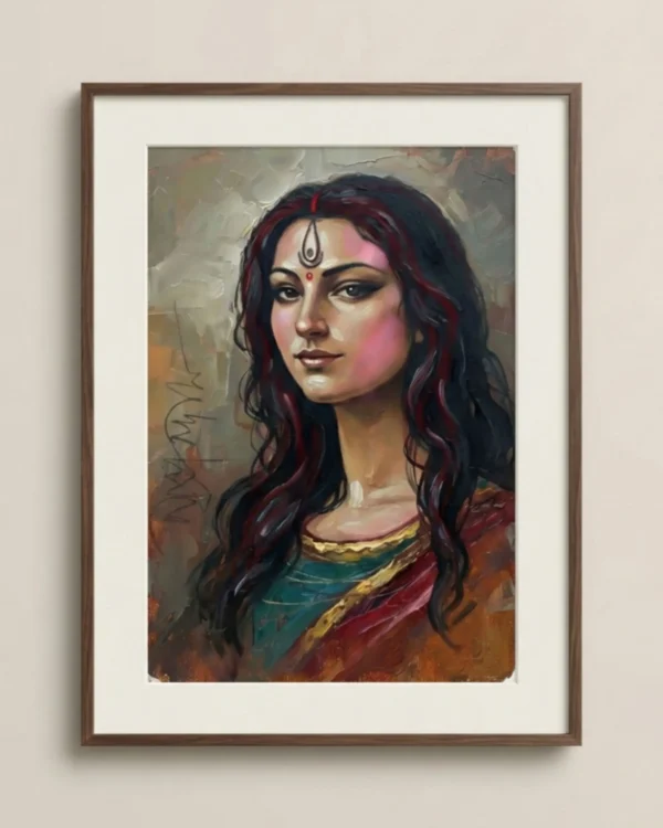 Devi Durga as Chitramaya – Modern Goddess Portrait Art | Contemporary Divine Feminine Wall Decor