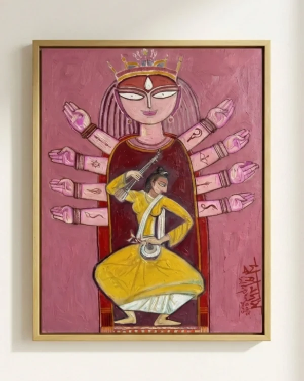 Devi Durga Wall Art – Vaishnavi Form Sacred Indian Goddess Painting | Printable Digital Download