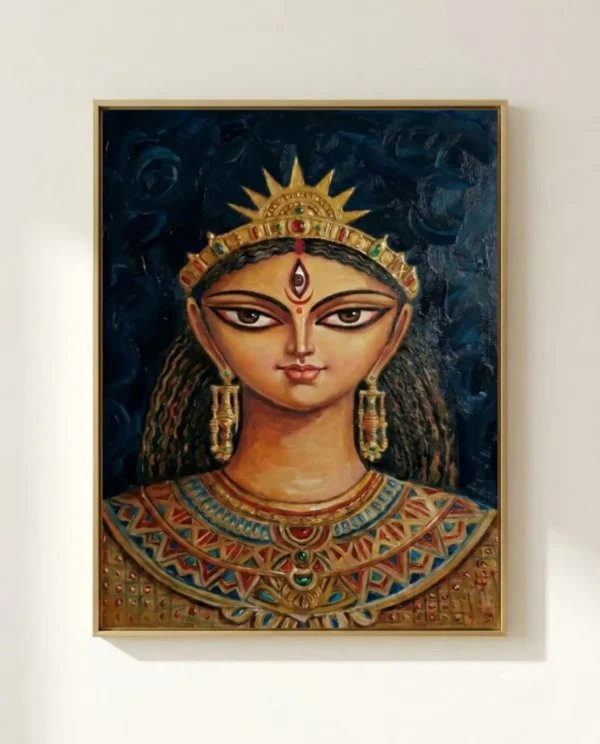Devi Durga Wall Art – Rajashri Form Sacred Indian Goddess Portrait | Printable Digital Download