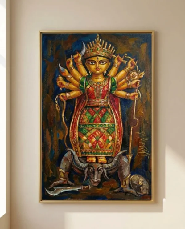 Devi Durga Wall Art – Vijaya Form Sacred Indian Goddess Painting | Printable Digital Download