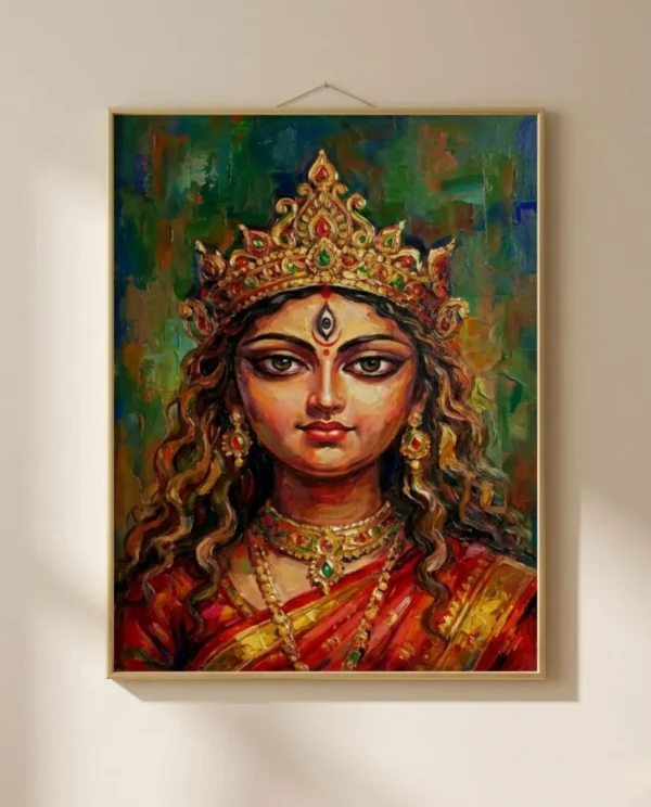 Devi Durga Wall Art – Shambhavi Form Sacred Indian Goddess Portrait | Printable Digital Download
