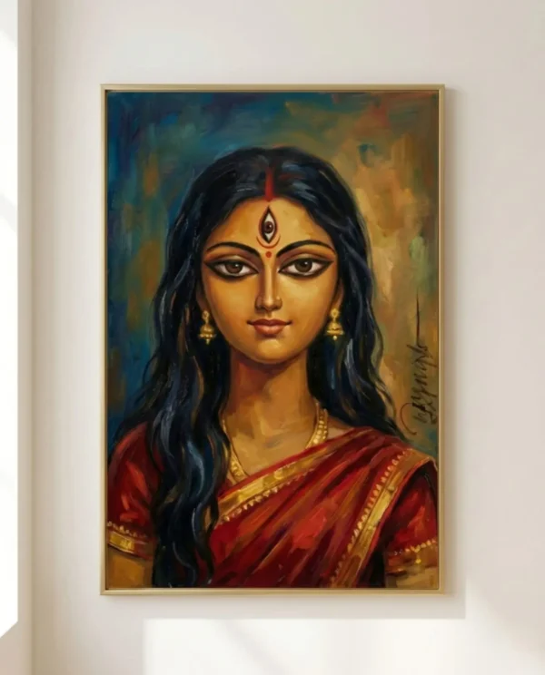 Devi Durga Wall Art – Prakrita Form Sacred Indian Goddess Portrait | Printable Digital Download