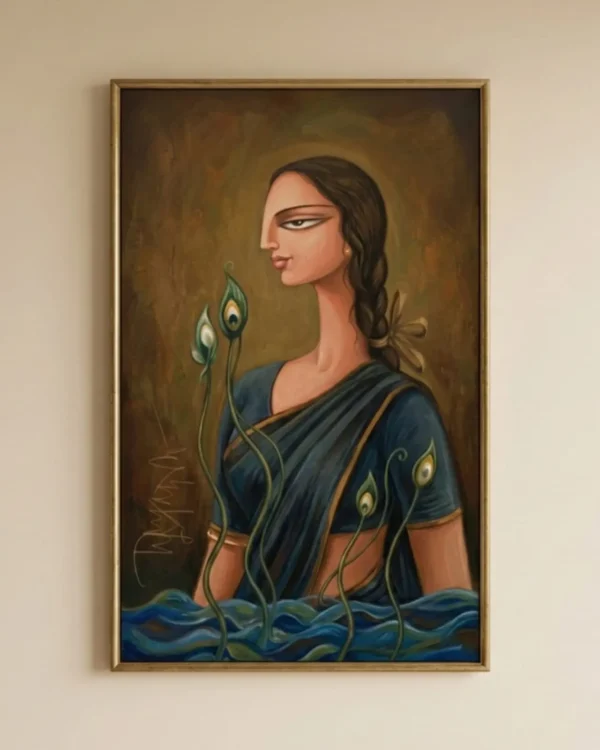 Devi Durga Wall Art – Shambhavi Form Sacred Indian Goddess Painting | Printable Digital Download