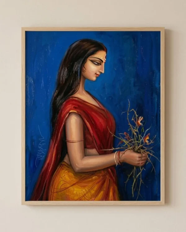 Devi Durga Wall Art – Gauri Form Sacred Indian Goddess Painting | Printable Digital Download