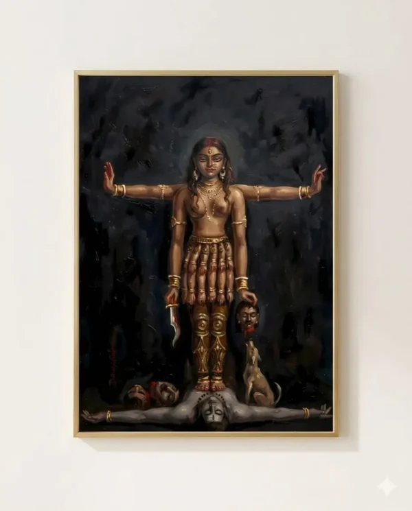 Devi Durga Wall Art – Kalika Form Sacred Indian Goddess Painting | Printable Digital Download