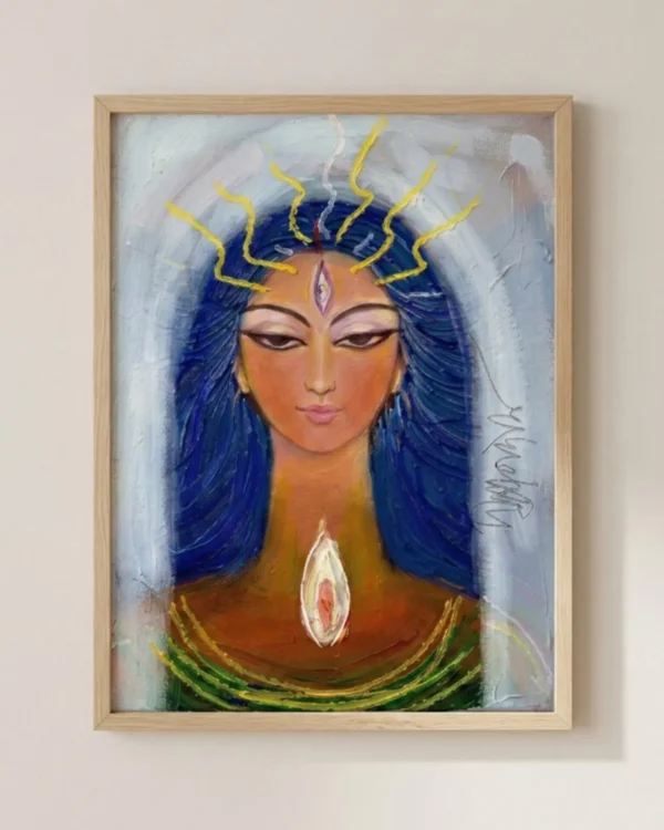 Devi Durga Wall Art – Dipanwita Form Sacred Indian Goddess Painting | Printable Digital Download