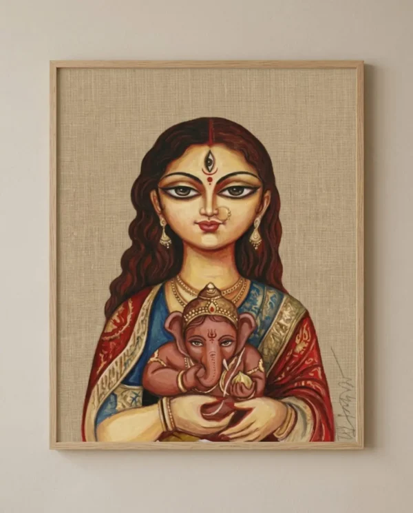Devi Durga Wall Art – Ganesh Janani Form Sacred Indian Goddess Portrait | Printable Digital Download