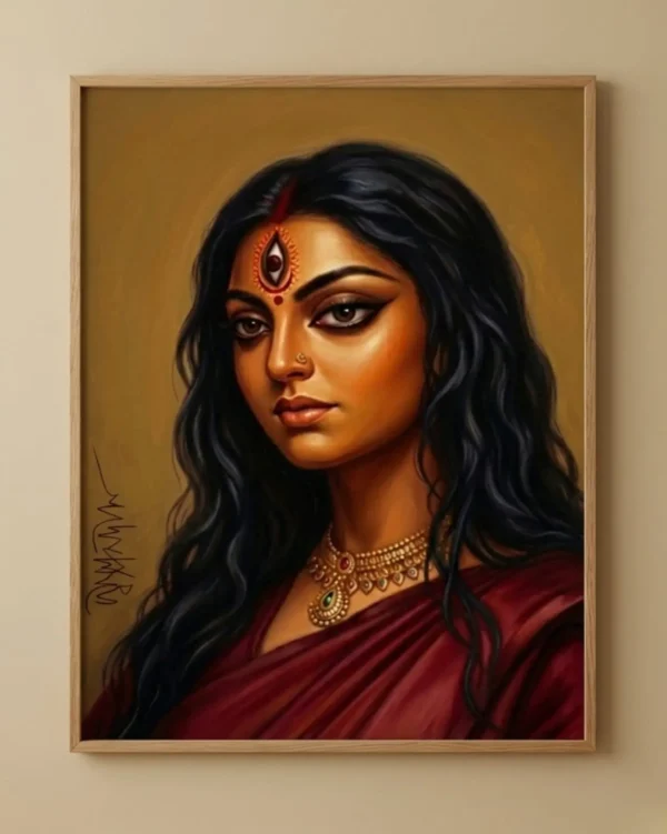 Devi Durga Wall Art – Shivaduti Form Sacred Indian Goddess Painting | Printable Digital Download