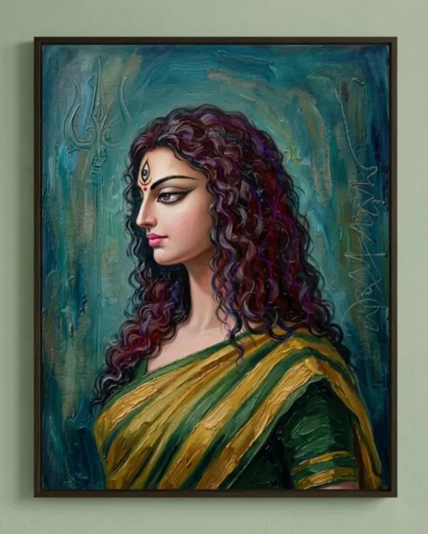 Devi Durga Wall Art – Kadambari Form Sacred Indian Goddess Portrait | Printable Digital Download