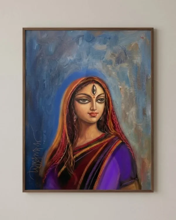 Devi Durga Wall Art – Arya Form Sacred Indian Goddess Portrait | Printable Digital Download