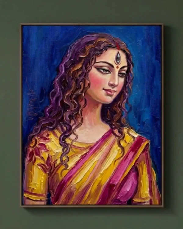 Devi Durga Wall Art – Sati Form Sacred Indian Goddess Portrait | Printable Digital Download