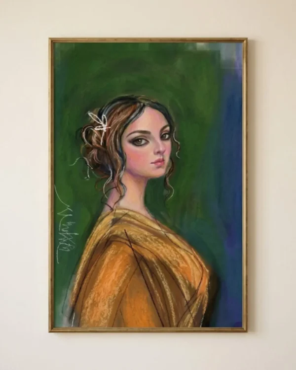 Shanta Wall Art – Serene Contemporary Woman Portrait Painting | Printable Digital Download