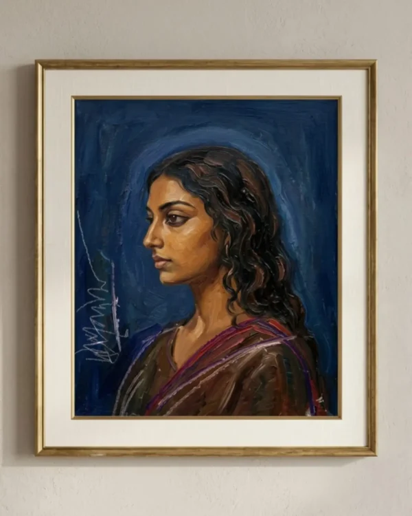 Mreetika Wall Art – Contemporary Indian Woman Portrait Painting | Printable Digital Download