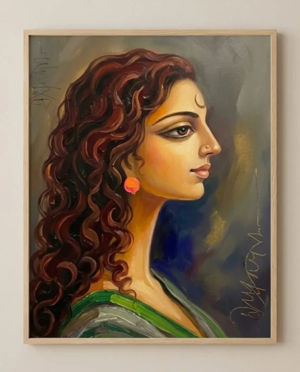 Sri Radha Wall Art – Modern Sacred Feminine Portrait Painting | Printable Digital Download