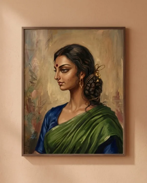 Rukmini Wall Art – Contemporary Sacred Feminine Portrait Painting | Printable Digital Download