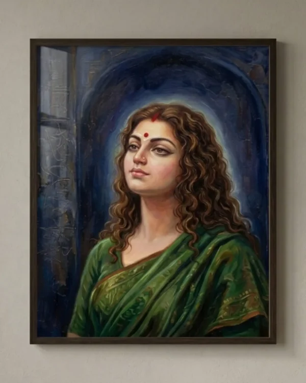 Bipasha Wall Art – Contemporary Indian Woman Portrait Painting | Printable Digital Download