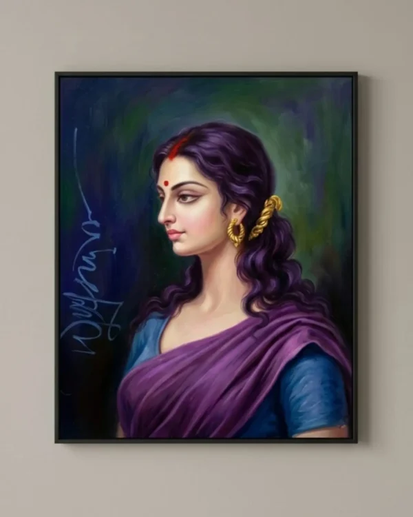 Subhadra Wall Art – Contemporary Indian Feminine Portrait Painting | Printable Digital Download