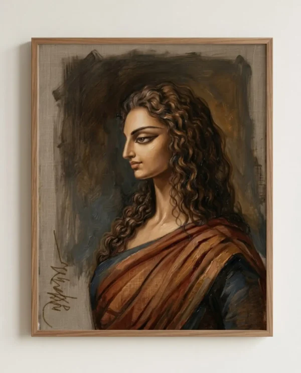 Bride Draupadi Wall Art – Mahabharata Inspired Sacred Feminine Portrait | Printable Digital Download
