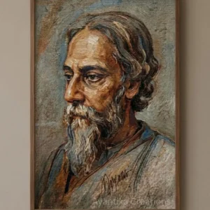 Rabindranath Tagore Portrait Wall Art – Iconic Indian Poet Oil Painting | Printable Digital Download