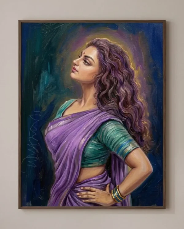 Amrapali Wall Art – Contemporary Female Portrait Painting | Printable Digital Download